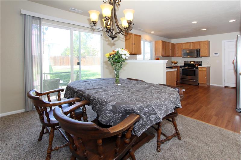 Dining room provides walk out to backyard