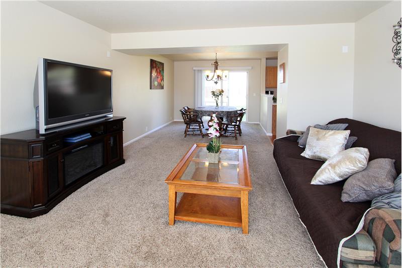 View of living room and dining room