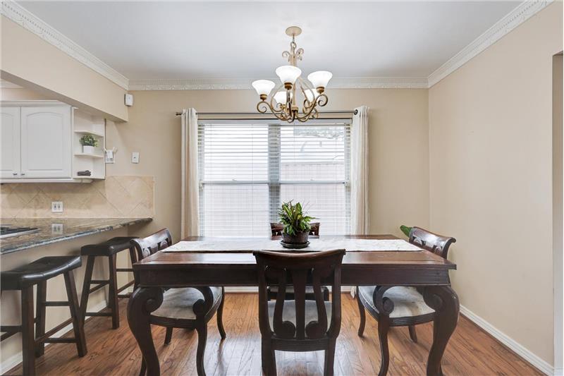 Right off the kitchen!