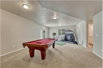 Finished walk out family/rec room with gym and gaming areas.