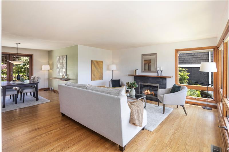 Spacious Living Room with Gas Fireplace