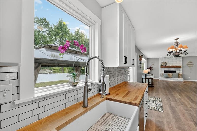 Kitchen view of backyard from sink