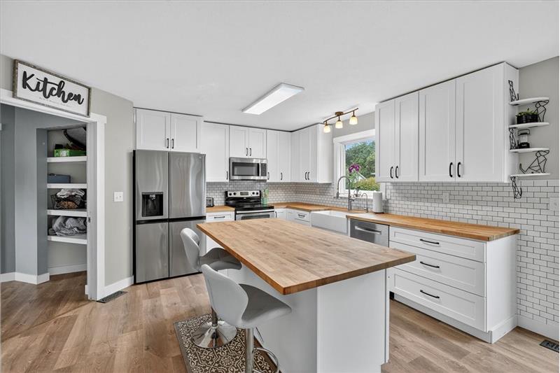 Center island in kitchen