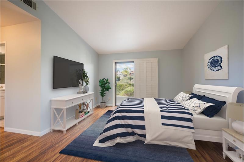 Virtually staged master bedroom