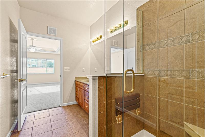 Master bathroom - not fold-down seat in shower