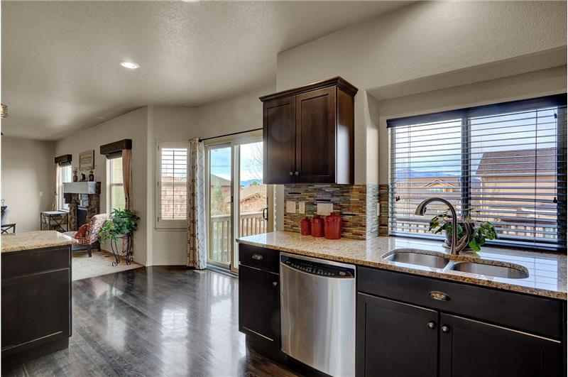 Beautiful Pikes Peak views from the Kitchen and Family Room