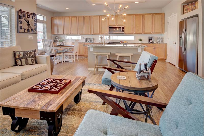 View of the Kitchen and Walkout Dining Area from the Great Room