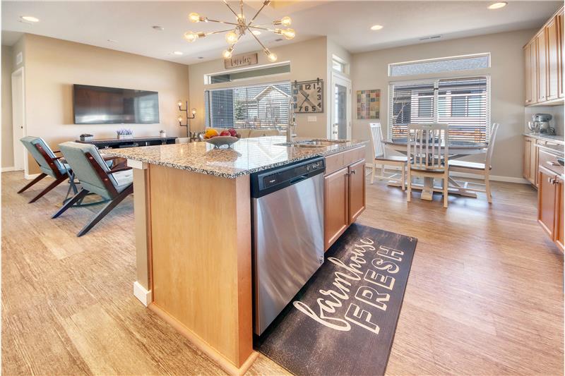 View of the Great Room and Walkout Dining Area from the Kitchen