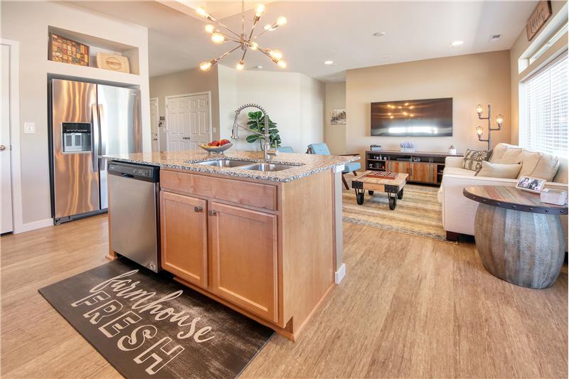View of the Kitchen and Great Room from the Dining Area