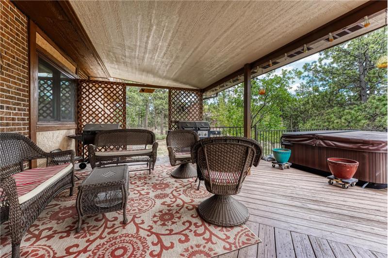 Covered backyard deck.