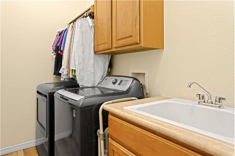 The high-efficiency washer and dryer are included.