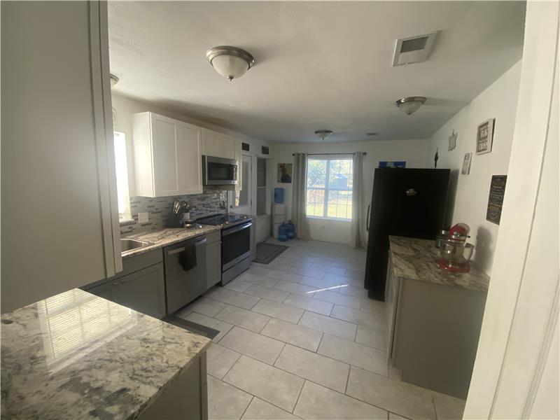 Looking into kitchen from dining room