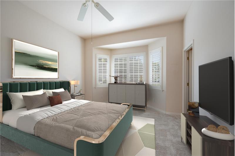 Virtually staged guest bedroom