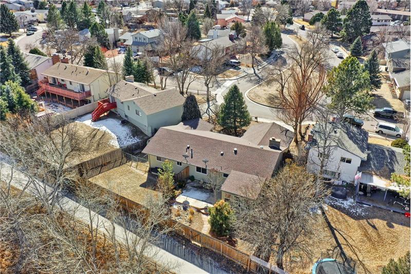 Aerial view of the backyard.