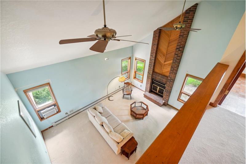 View of Great room from upstairs hallway