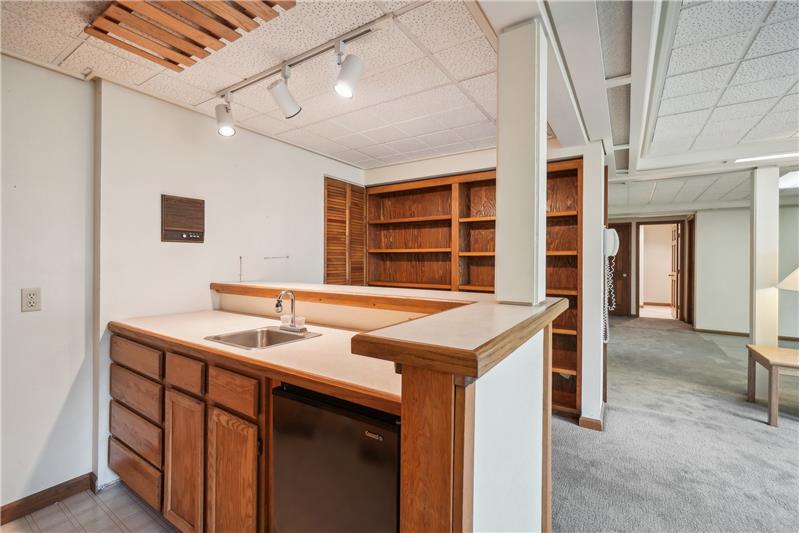 Wet bar in basement