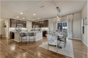 Dining Area and Kitchen with slider to the backyard patio.