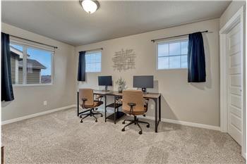 Upper Level Bedroom #2 has neutral carpet and windows that provide lots of natural light.