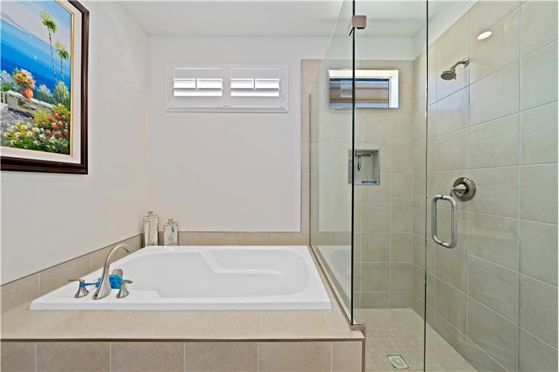 Soaking Tub and Frameless glass shower