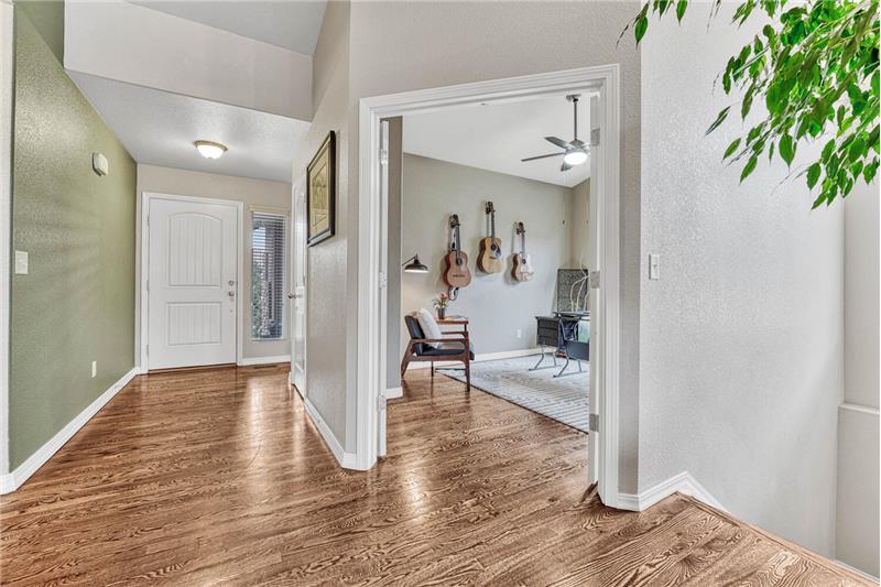 Bright entry with hardwood floors