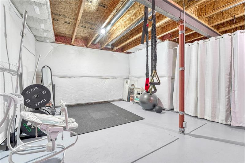 Create your own home gym in the unfinished basement.