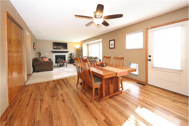 Dining area provides a walk-out to the backyard