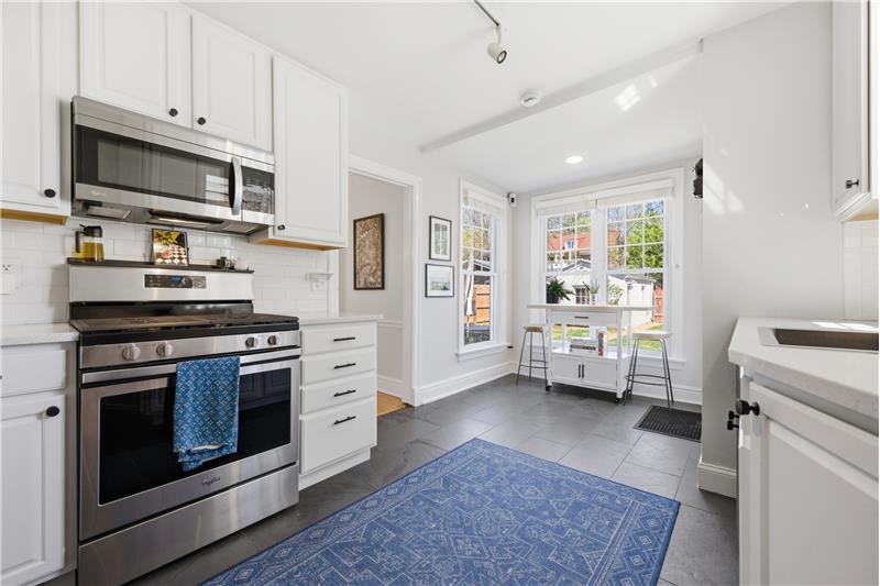 Breakfast room overlooking the back yard and patio.