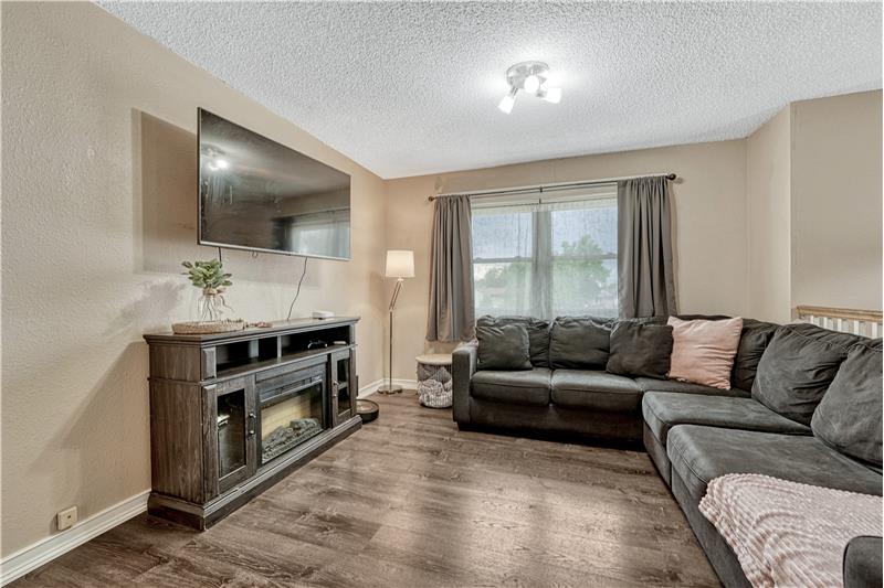 Back inside, upper level living room