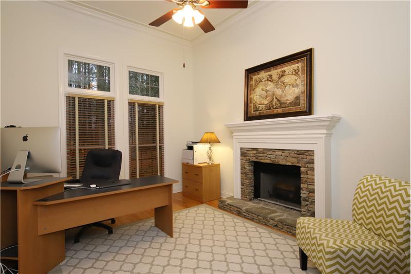 Office off or the Foyer with Fireplace