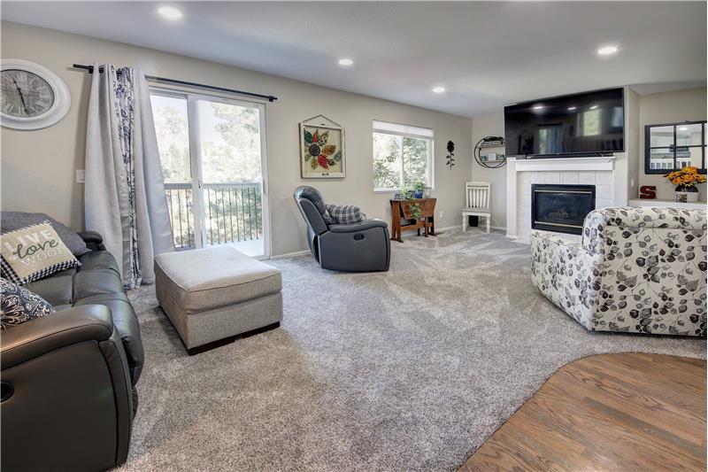 The lower level hosts a walkout Family Room with recessed lighting, carpet, a gas FP w/tile surround, & built-in shelves