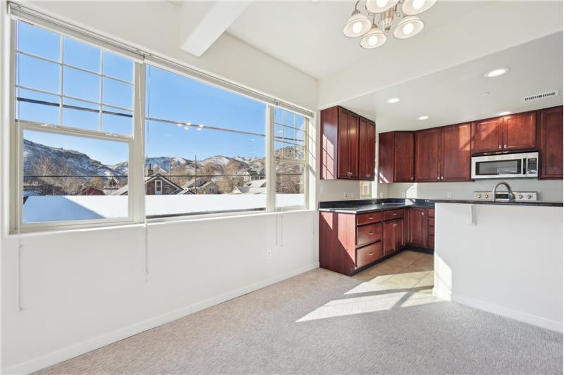 Views of foothills from Dining Room window next to kitchen