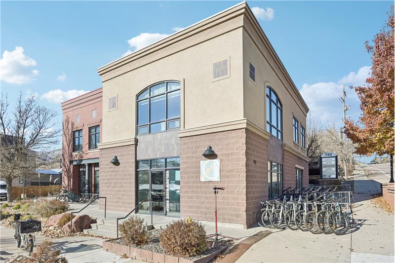 The Golden Bike Shop and other businesses are in this mixed-use building