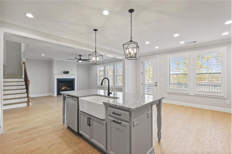 Farmhouse sink in center island