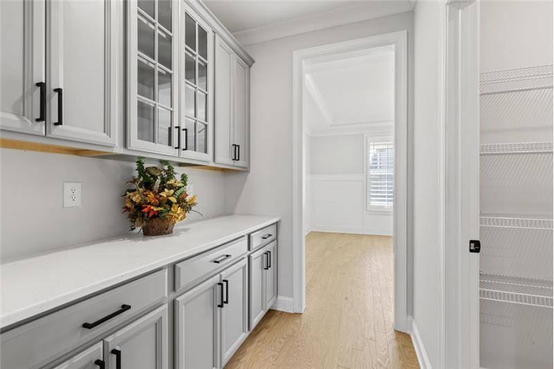 Butlers pantry with custom glass doors