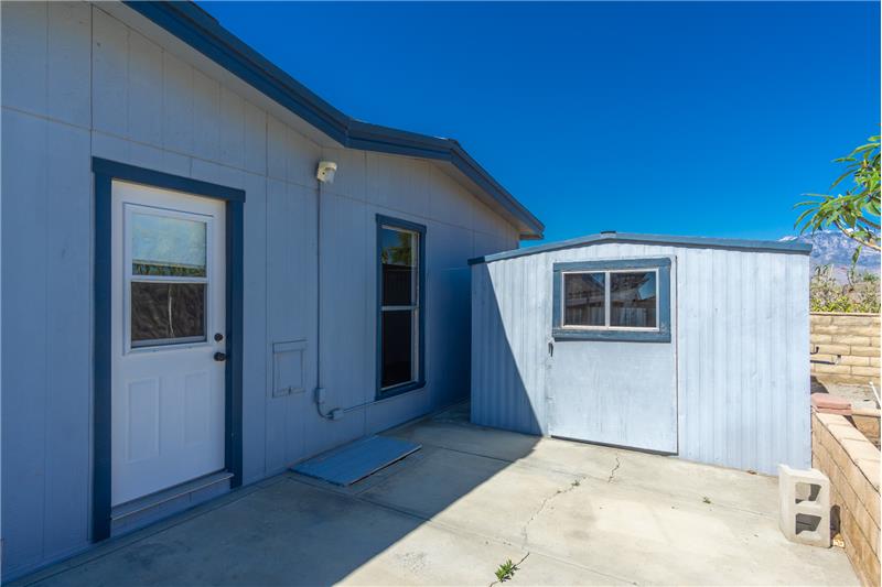 Storage shed in back
