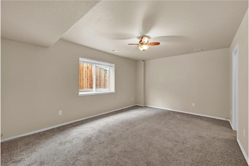 Basement Bedroom #4 with lighted ceiling fan