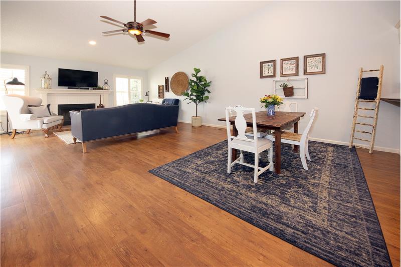 View of living room and dining room