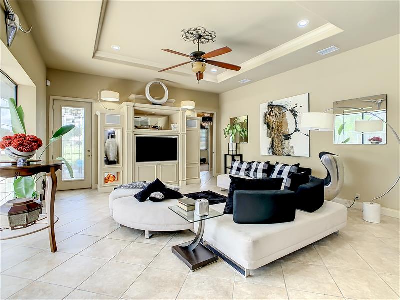 Tray Ceiling in Family Room