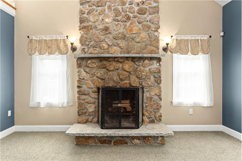 Family Room Stone Fireplace
