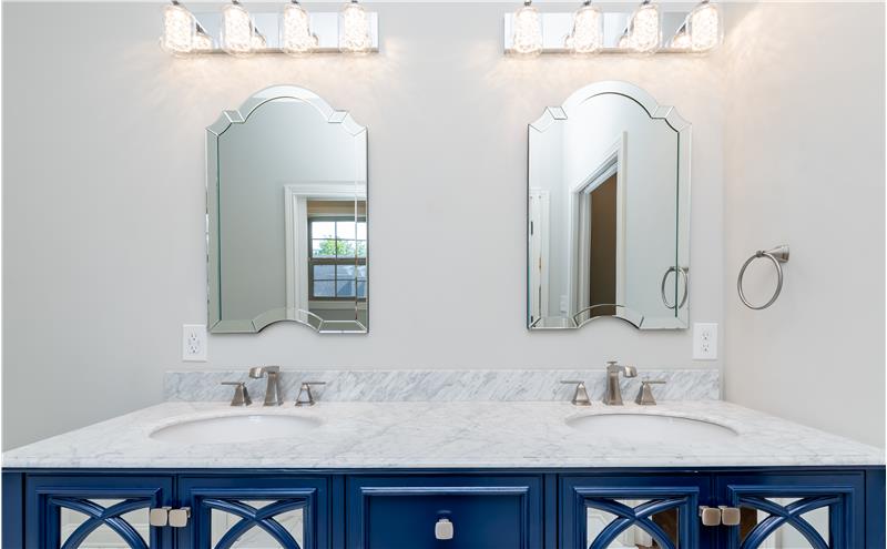 Marble countertop, double sink vanity