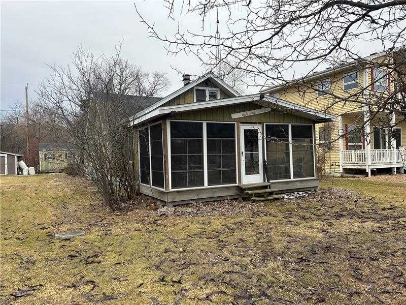Porch with view of lake