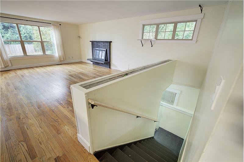 Stairs down to lower level Rec room