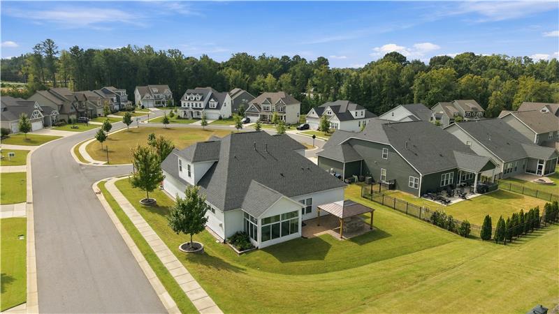 Back view of 8504 Hope Run Court from an aerial perspective.