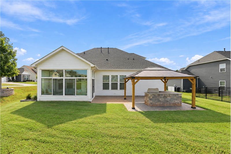 View of back of home. Low maintenance fiber cement siding.