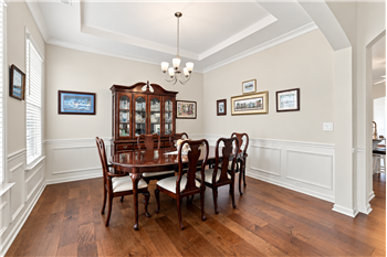 Generously sized formal dining room with space to bring everyone together for holiday feasts, celebrations and memorable dinners