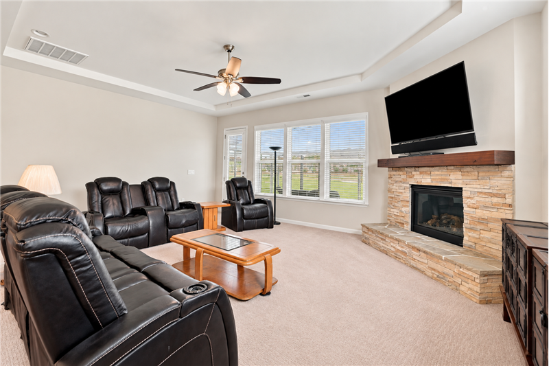 Generous proportions give this great room plenty of flexibility for multiple seating areas, movie nights and everyday lounging.
