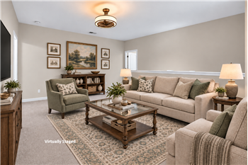 Flexible floor plan: second floor loft virtually staged as a second living area.