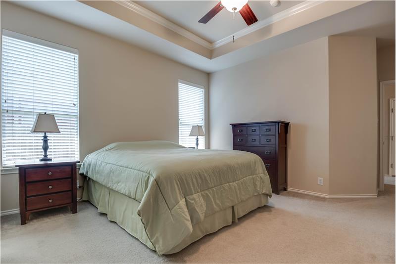Roomy Master Bedroom with Tray Ceiling