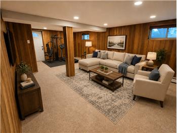 Virtually Staged Finished Basement