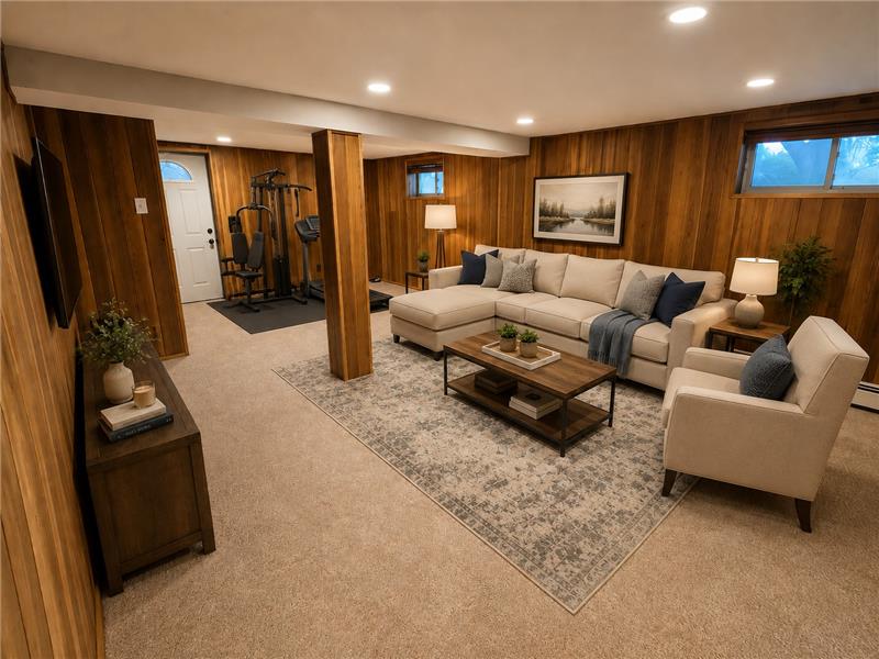 Virtually Staged Finished Basement